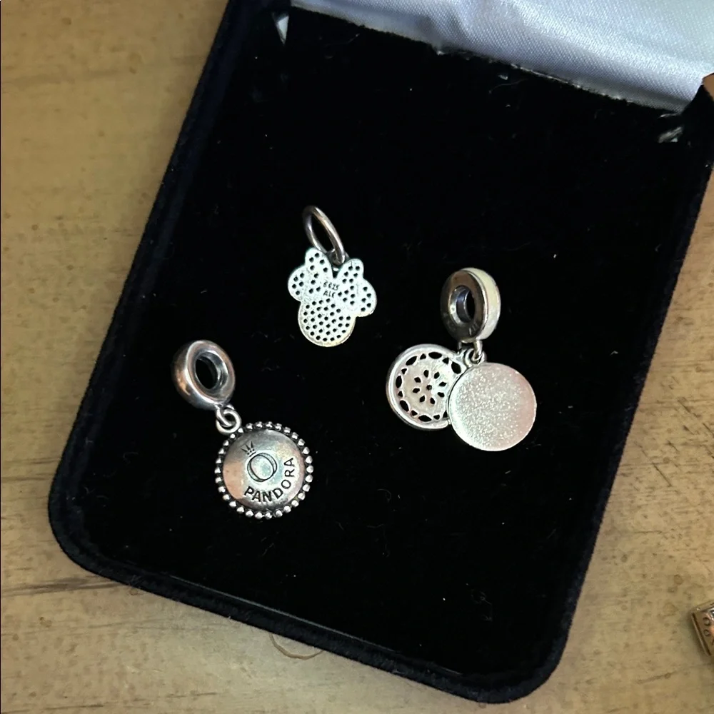 Pandora Sterling Silver Rope Bracelet 7.5 inches with 2 spacers and 6 charms! - Picture 7 of 12